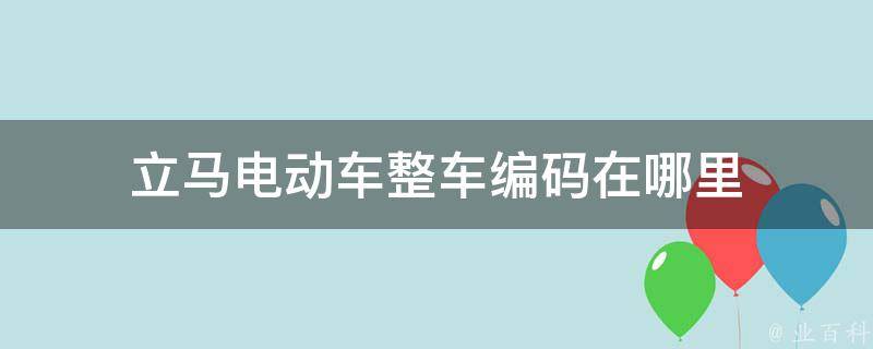 立马电动车整车编码在哪里