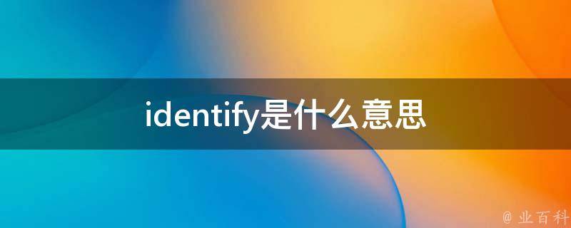 identify是什么意思