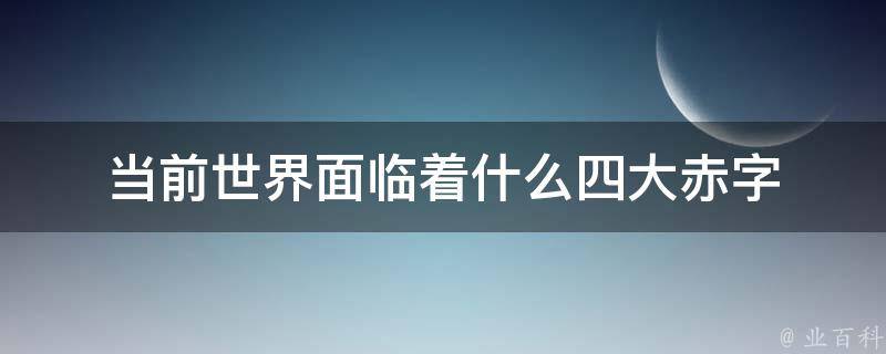 当前世界面临着什么四大赤字