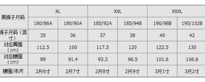 褲子185是多大尺碼