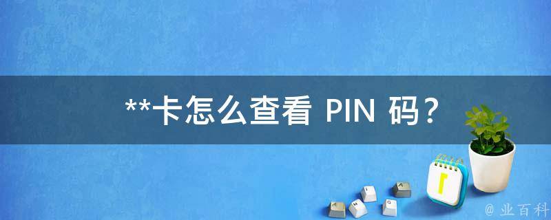  **卡怎么查看 PIN 码？全方位解答与你分享