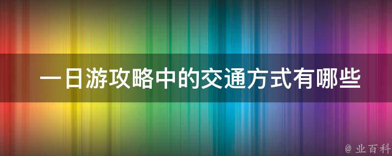  一日游攻略中的交通方式有哪些选择？