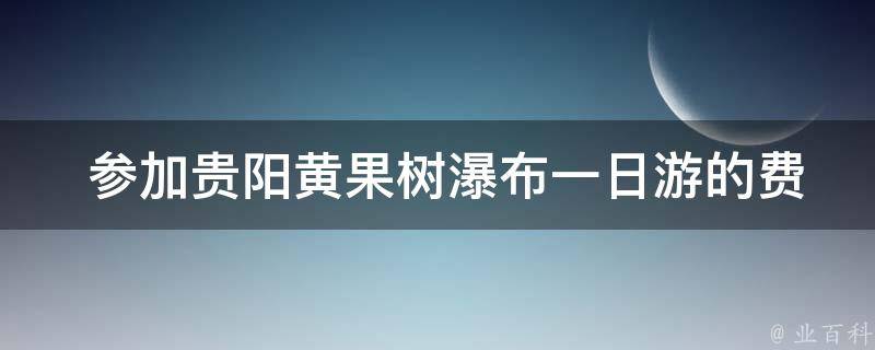  参加贵阳黄果树瀑布一日游的费用是多少？