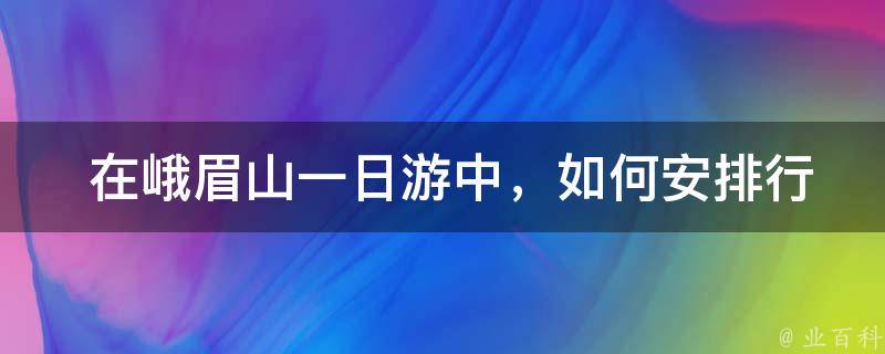  在峨眉山一日游中，如何安排行程更加合理？