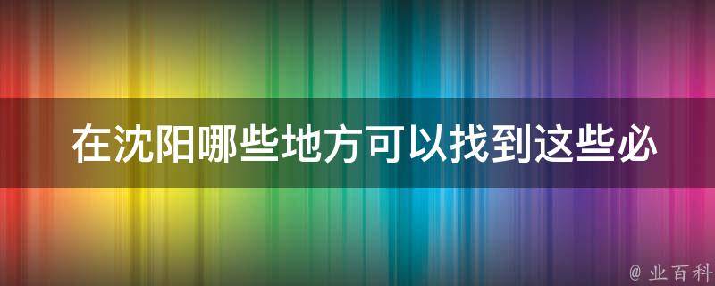  在沈阳哪些地方可以找到这些必吃美食？