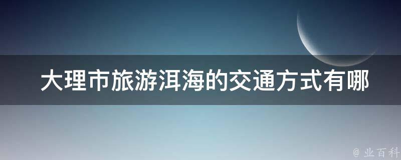  大理市旅游洱海的交通方式有哪些？