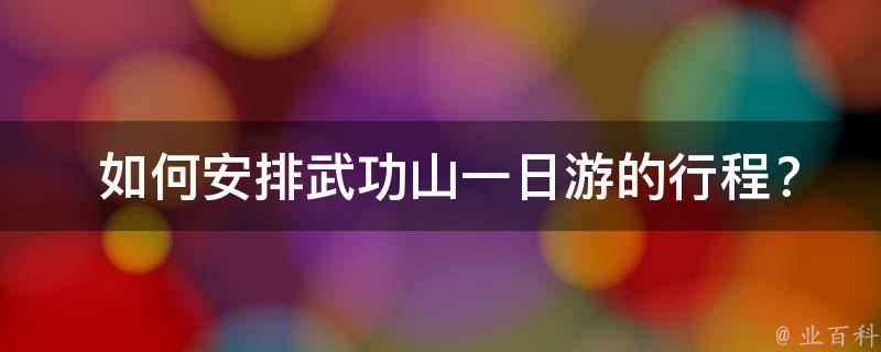  如何安排武功山一日游的行程？