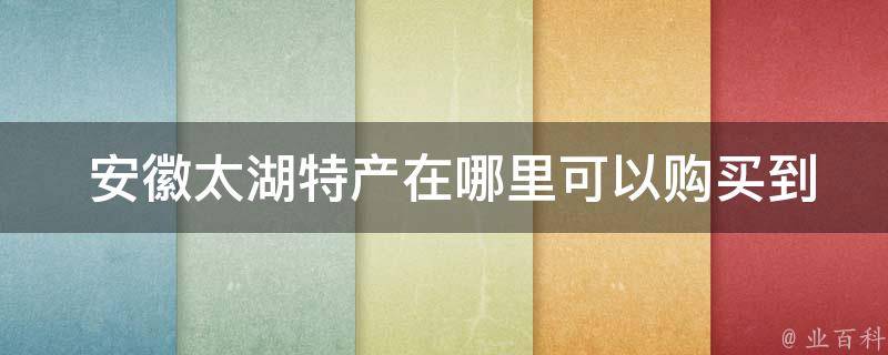  安徽太湖特产在哪里可以购买到？