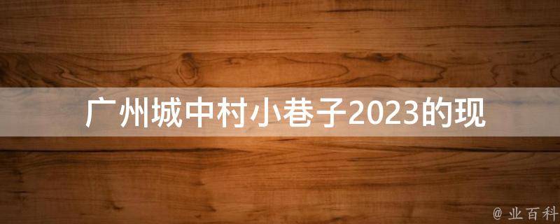  广州城中村小巷子2023的现状如何？