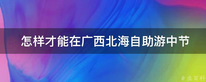  怎样才能在广西北海自助游中节省旅游费用？