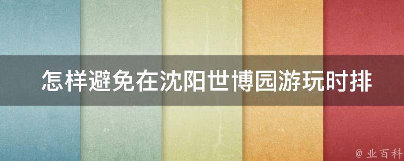  怎样避免在沈阳世博园游玩时排队等候时间过长？