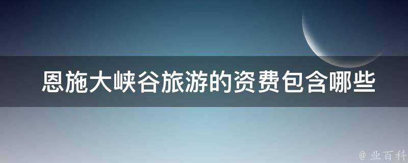  恩施大峡谷旅游的资费包含哪些项目？