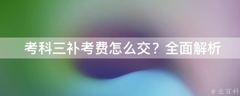  考科三补考费怎么交？全面解析缴费流程与注意事项！