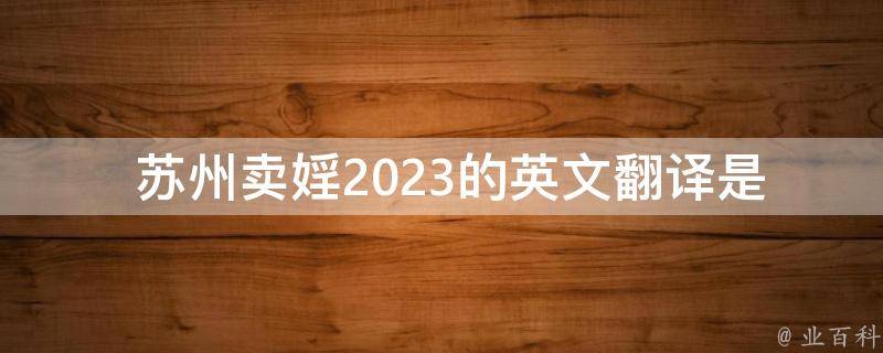  苏州卖婬2023的英文翻译是什么？