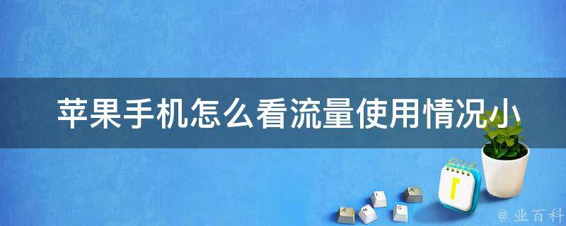  苹果手机怎么看流量使用情况小组件？全面解析与使用技巧