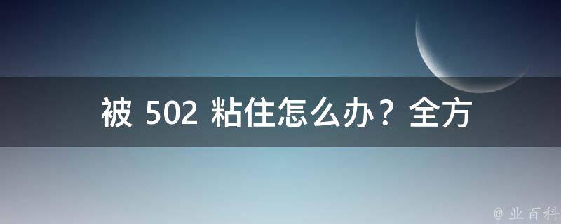  被 502 粘住怎么办？全方位解决方案为您解忧