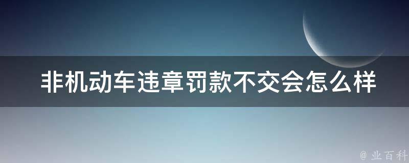  非机动车违章罚款不交会怎么样？全面解析及应对策略