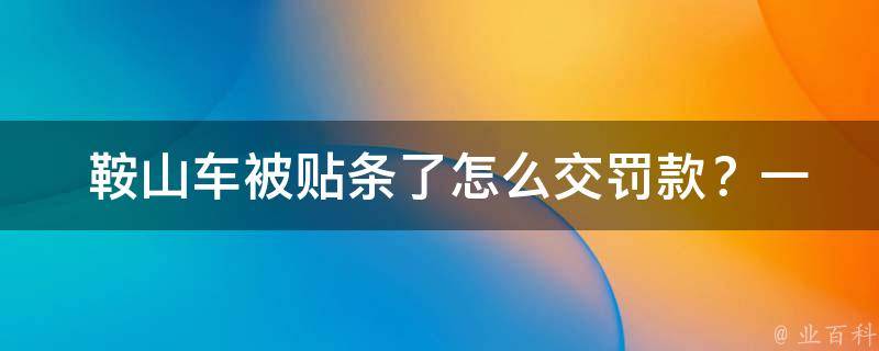  鞍山车被贴条了怎么交罚款？一篇文章告诉你所有答案