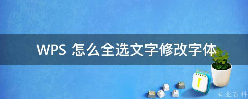  WPS 怎么全选文字修改字体？详细操作教程助你轻松实现