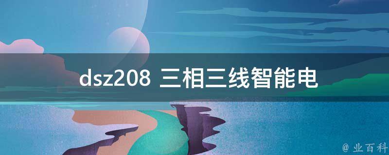  dsz208 三相三线智能电表抄表方法及注意事项