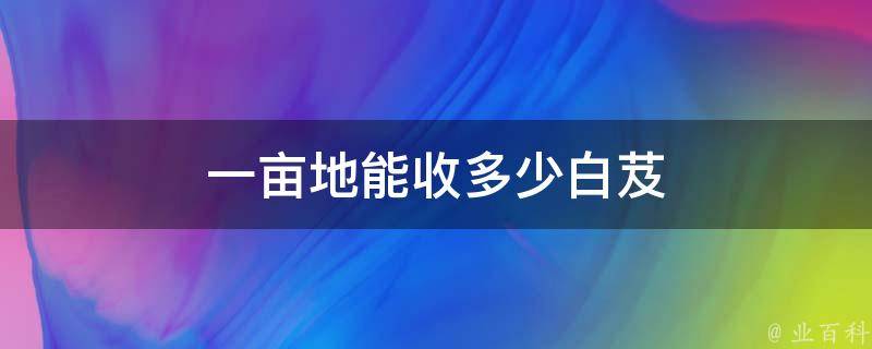 一亩地能收多少白芨 