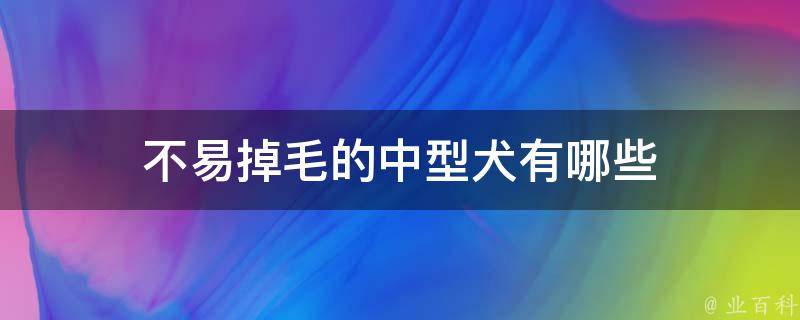 不易掉毛的中型犬有哪些 