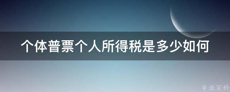 个体普票个人所得税是多少_如何计算和缴纳