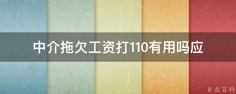 中介拖欠工资打110有用吗_应该如何**