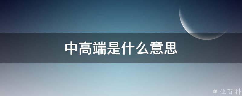 中高端是什么意思 