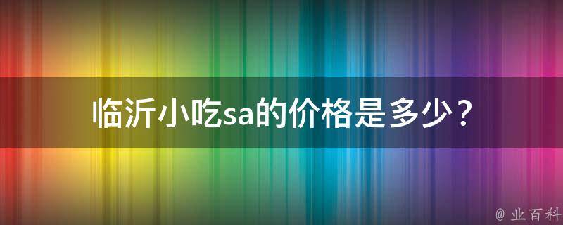 临沂小吃sa的价格是多少？