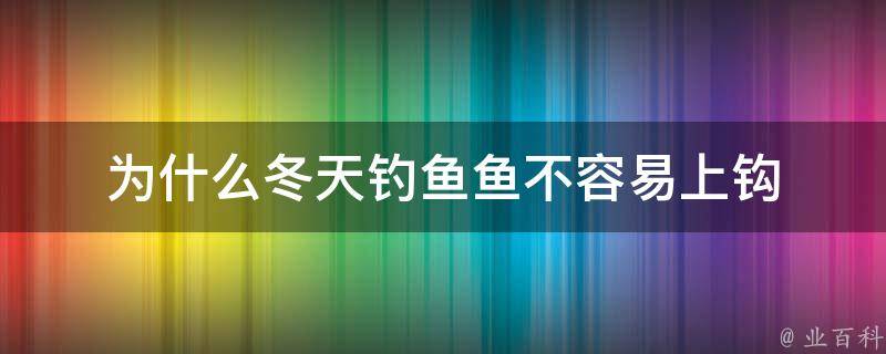 为什么冬天钓鱼鱼不容易上钩 