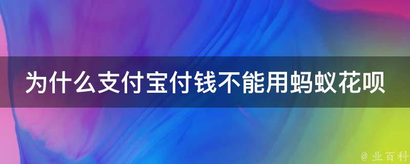 为什么支付宝付钱不能用蚂蚁花呗 