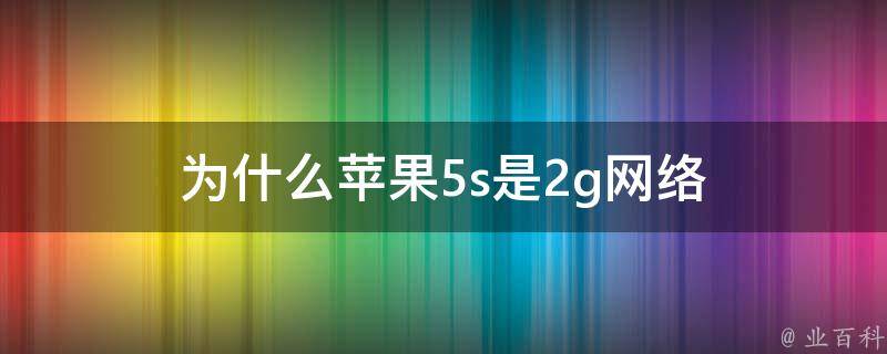 为什么苹果5s是2g网络 