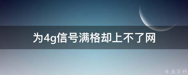 为4g信号满格却上不了网 