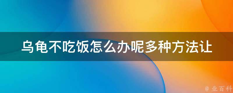 乌龟不吃饭怎么办呢_多种方法让你的宠物乌龟爱上进食。