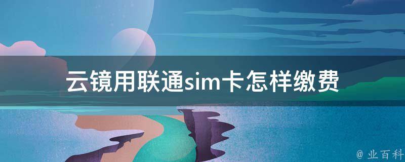 云镜用联通sim卡怎样缴费 