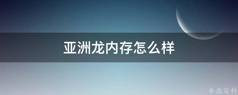 亚洲龙内存怎么样 