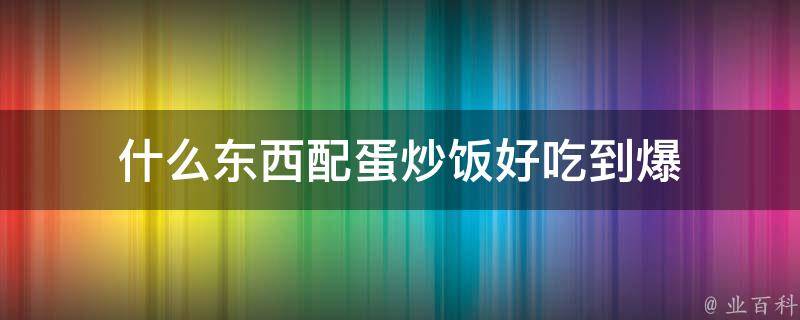 什么东西配蛋炒饭好吃到爆 