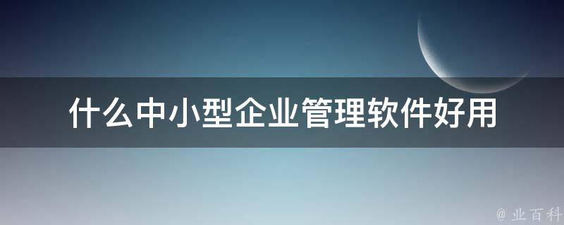 什么中小型企业管理软件好用 