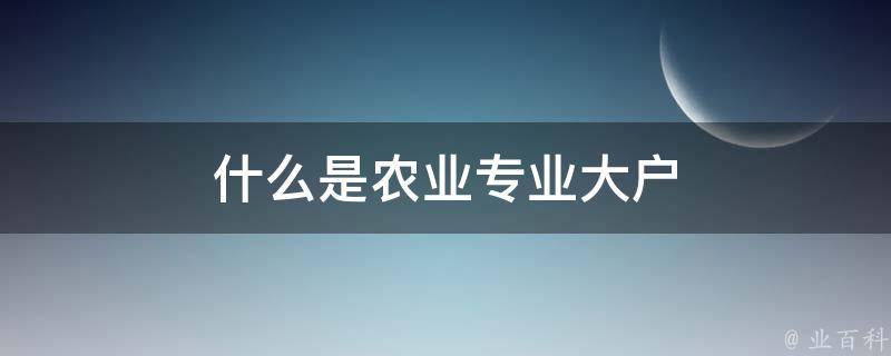 什么是农业专业大户 