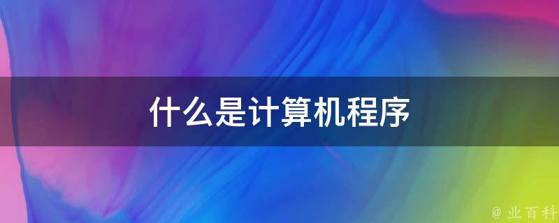 计算机程序的正常运转保驾护航 (计算机程序的英文)