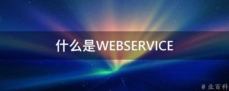 什么是WEBSERVICE 