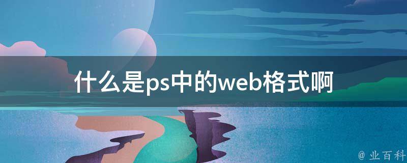 什么是ps中的web格式啊 