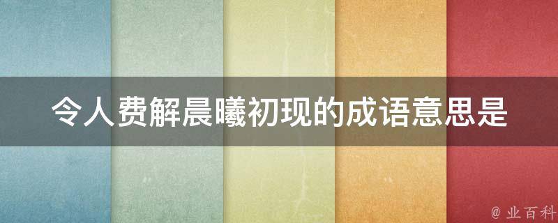 令人费解晨曦初现的成语意思是 