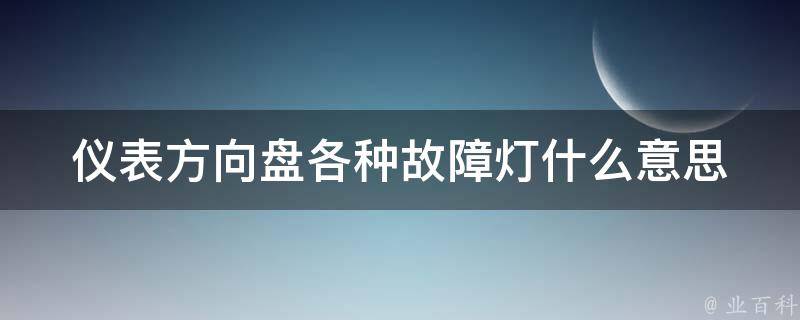 仪表方向盘各种故障灯什么意思_详解各种车辆故障灯的含义。