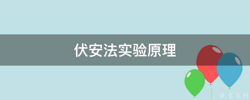 伏安法实验原理 