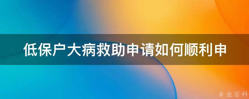 低保户大病救助申请(如何顺利申请并获得资助)