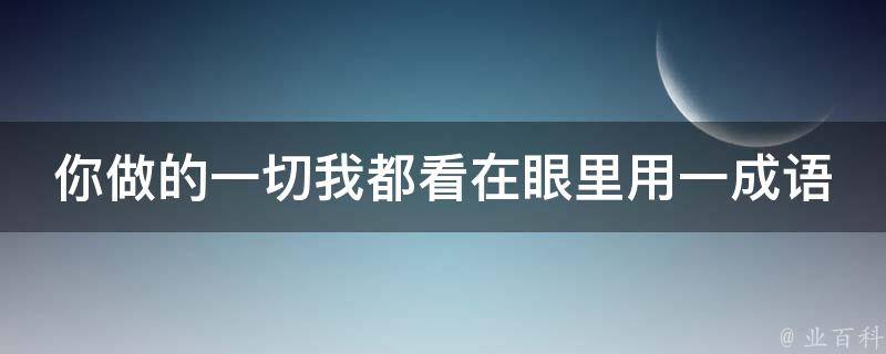 你做的一切我都看在眼里用一成语 