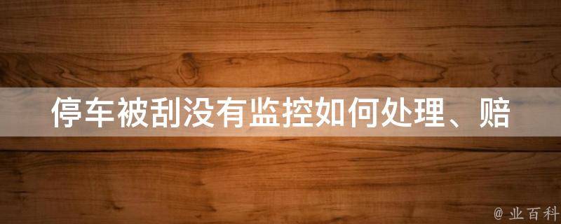 停车被刮没有监控_如何处理、赔偿、**、避免再次发生。