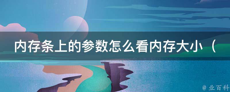 内存条上的参数怎么看内存大小（详解内存条参数，让你秒懂内存大小）